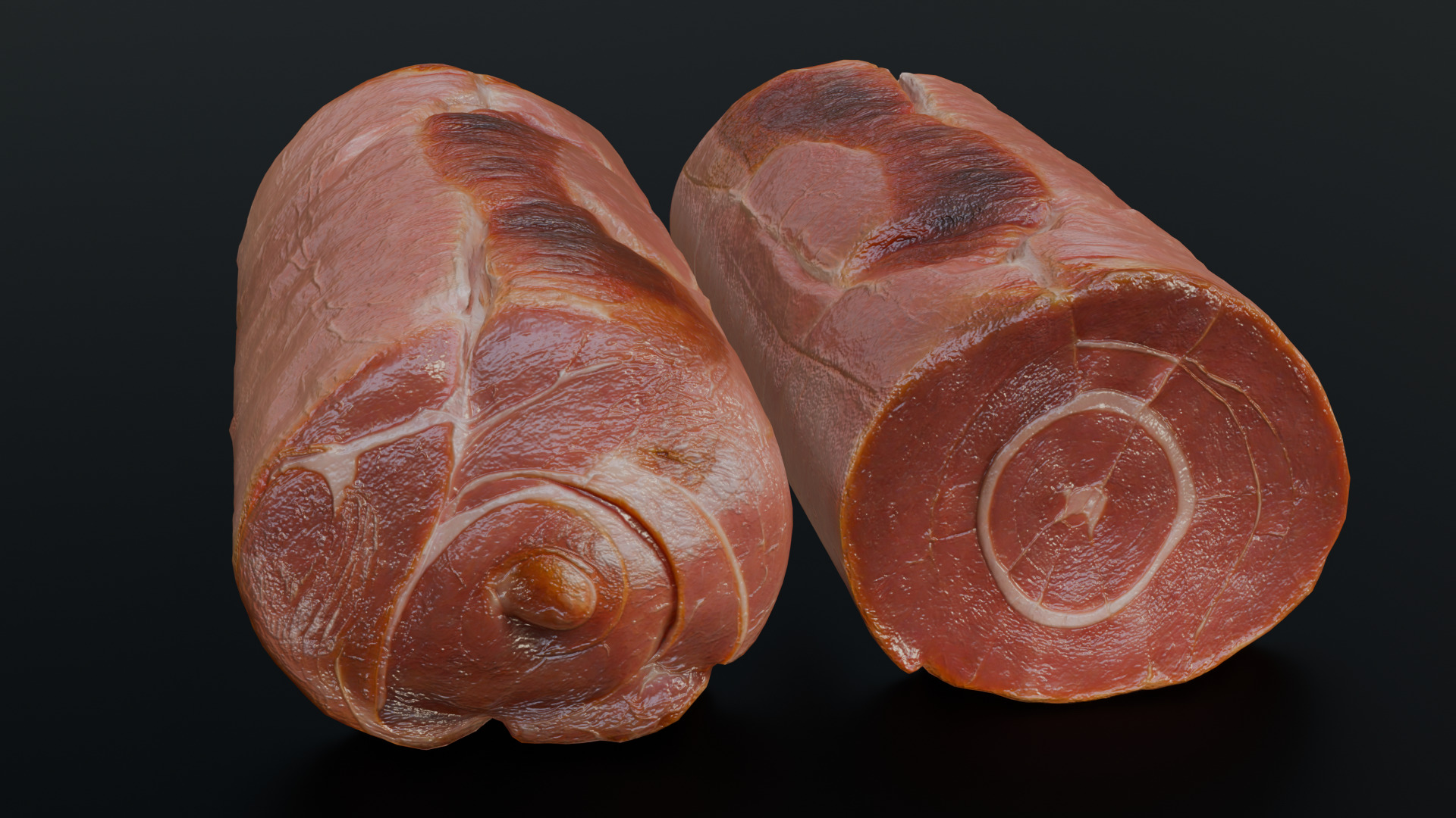 Smoked Ham Roll Meat Low-poly 3D model_21