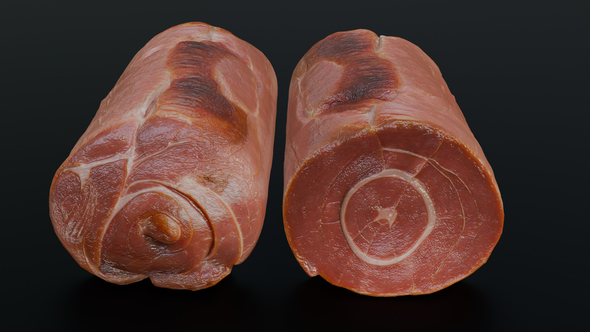 Smoked Ham Roll Meat Low-poly 3D model_18