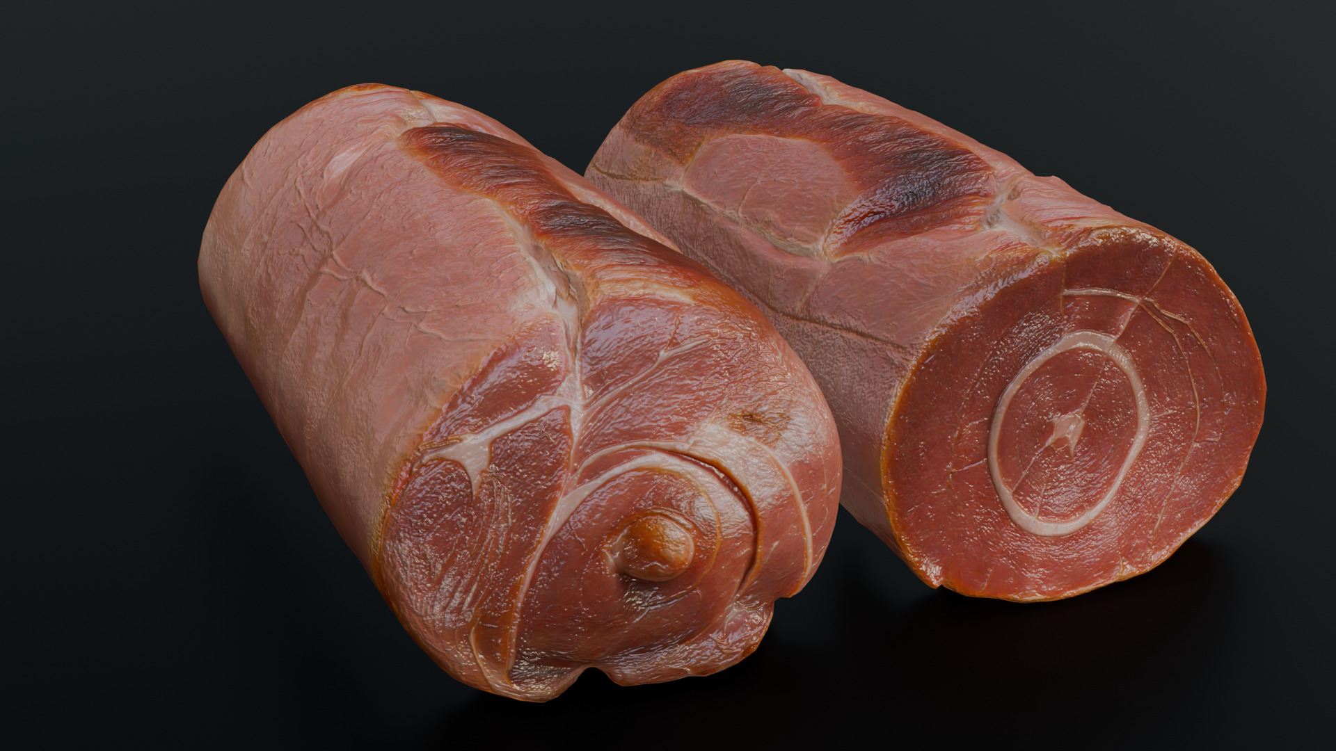 Smoked Ham Roll Meat Low-poly 3D model_20