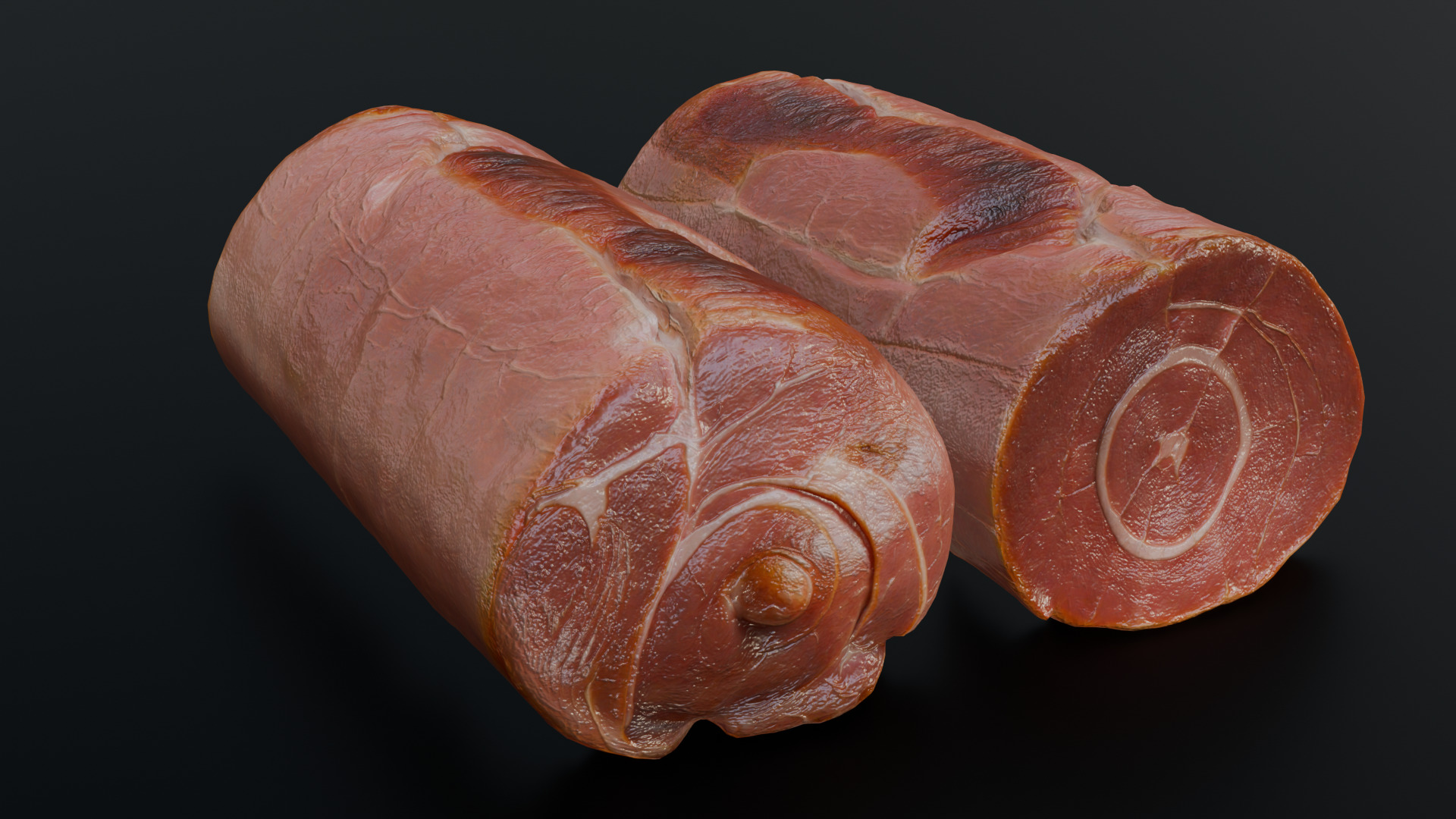 Smoked Ham Roll Meat Low-poly 3D model_11