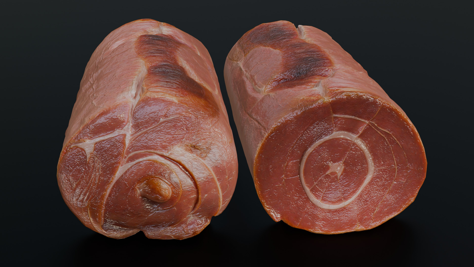 Smoked Ham Roll Meat Low-poly 3D model_15