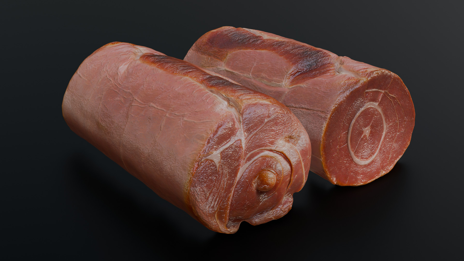 Smoked Ham Roll Meat Low-poly 3D model_24