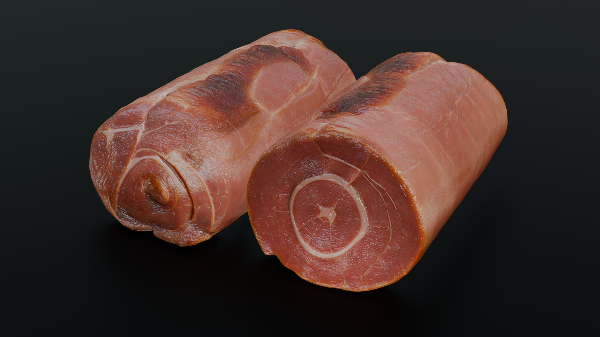Smoked Ham Roll Meat Low-poly 3D model_13