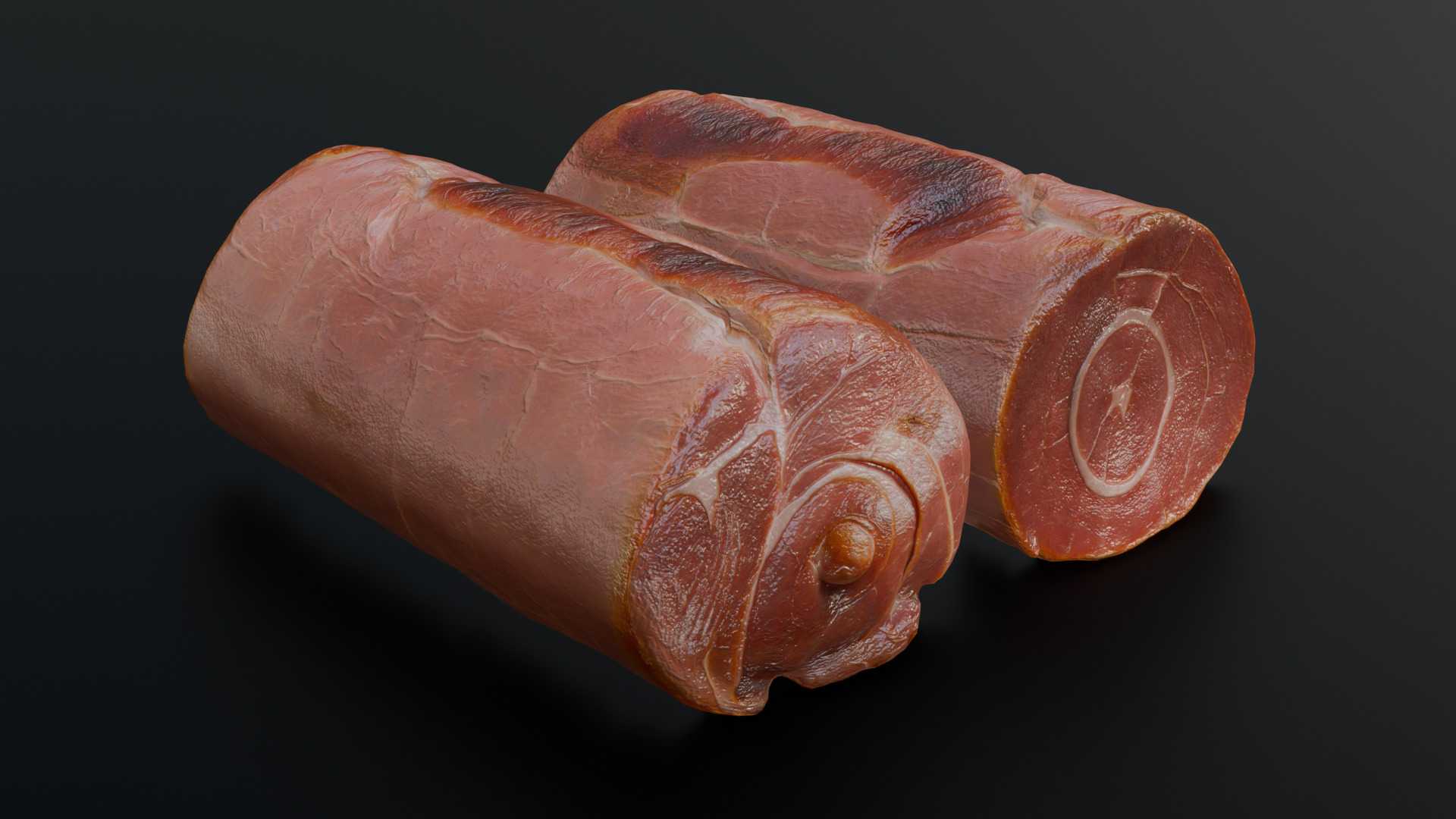 Smoked Ham Roll Meat Low-poly 3D model_6