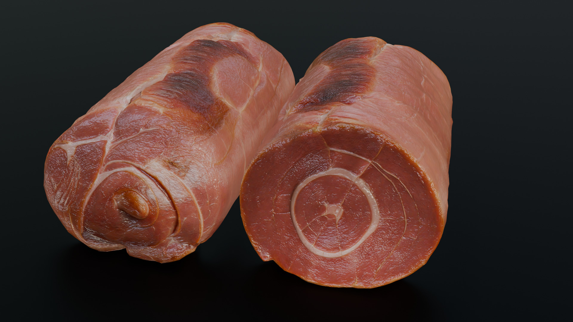 Smoked Ham Roll Meat Low-poly 3D model_22