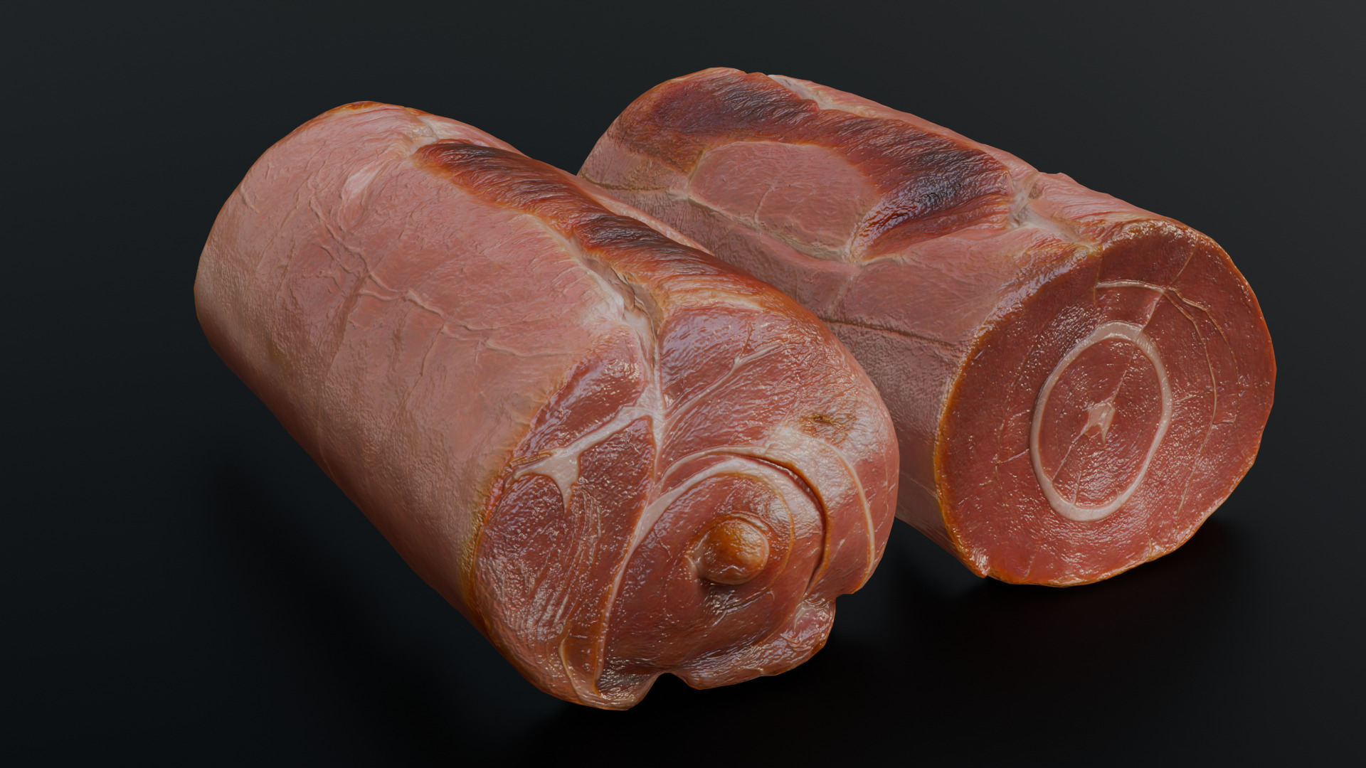 Smoked Ham Roll Meat Low-poly 3D model_26