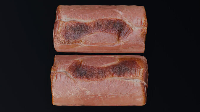 Smoked Ham Roll Meat Low-poly 3D model 4