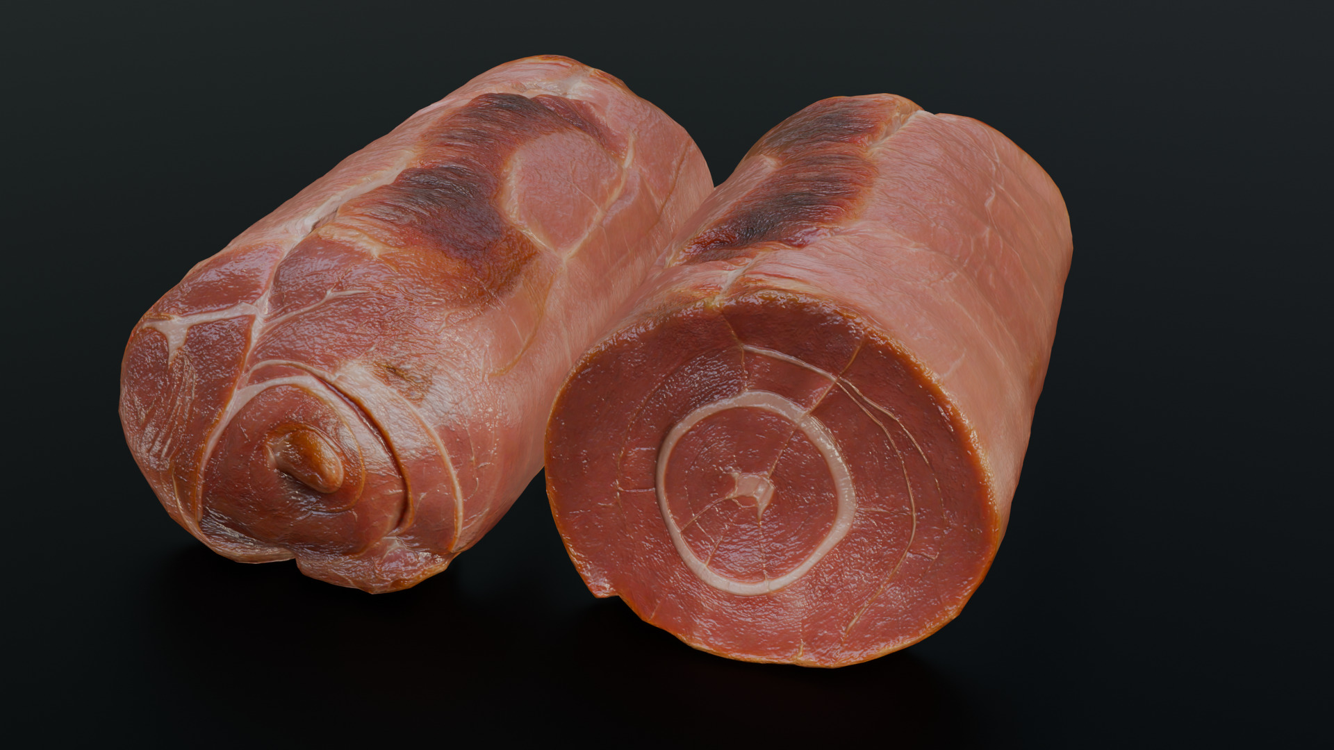 Smoked Ham Roll Meat Low-poly 3D model_5
