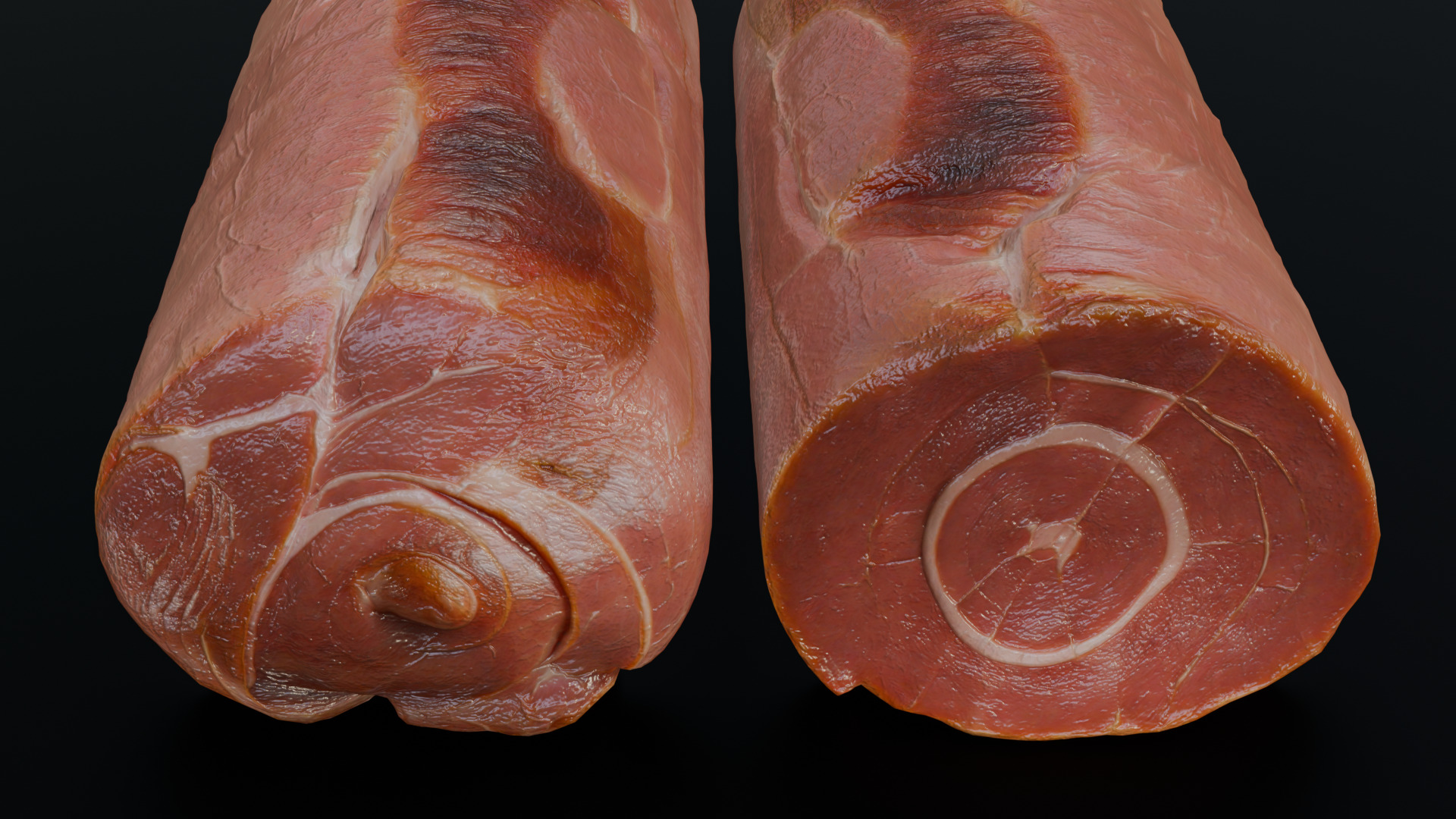 Smoked Ham Roll Meat Low-poly 3D model_2