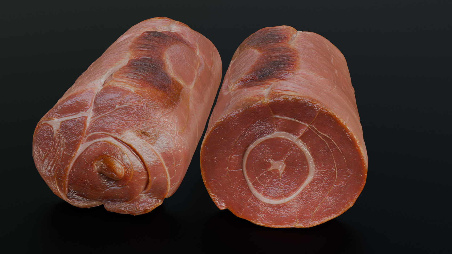 Smoked Ham Roll Meat Low-poly 3D model_14