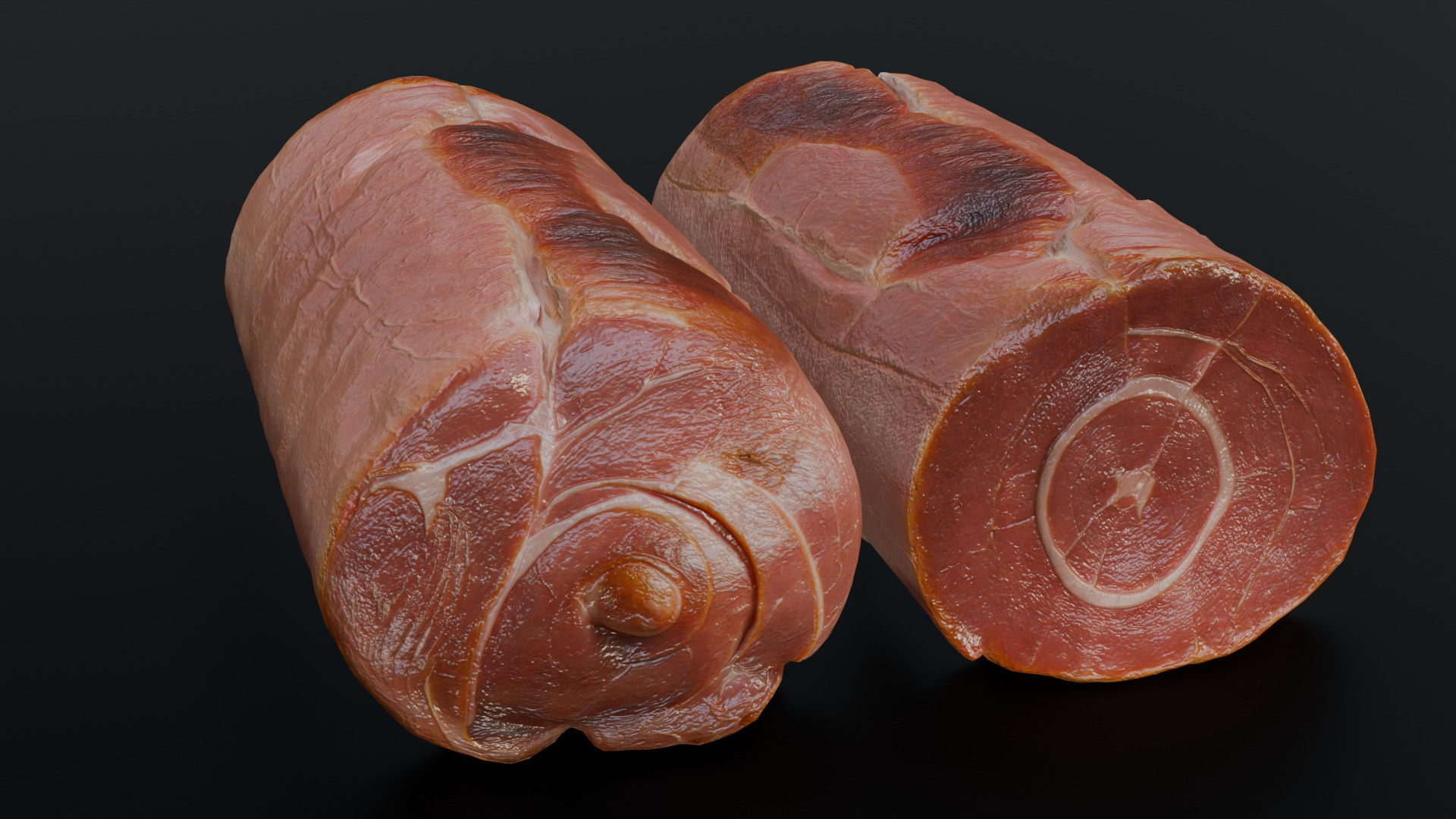 Smoked Ham Roll Meat Low-poly 3D model_17
