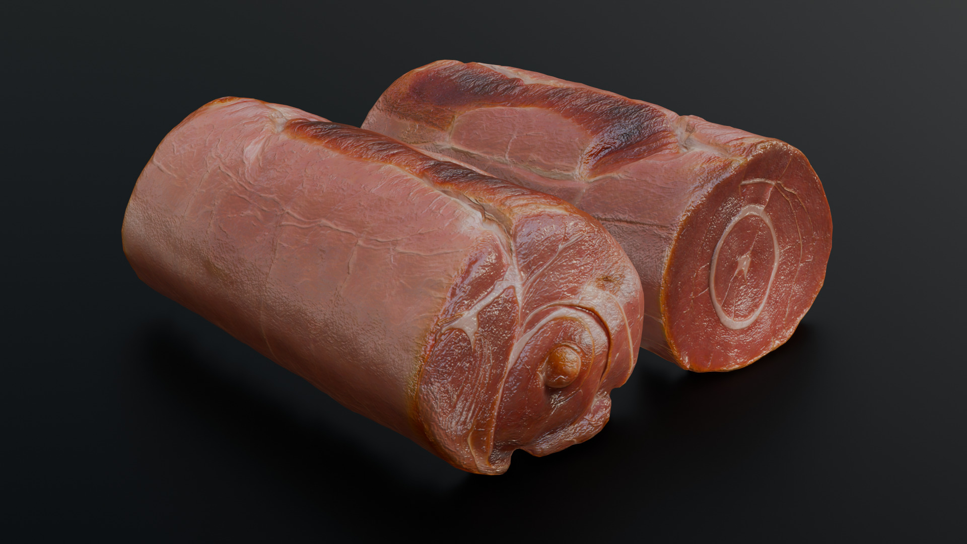 Smoked Ham Roll Meat Low-poly 3D model_9