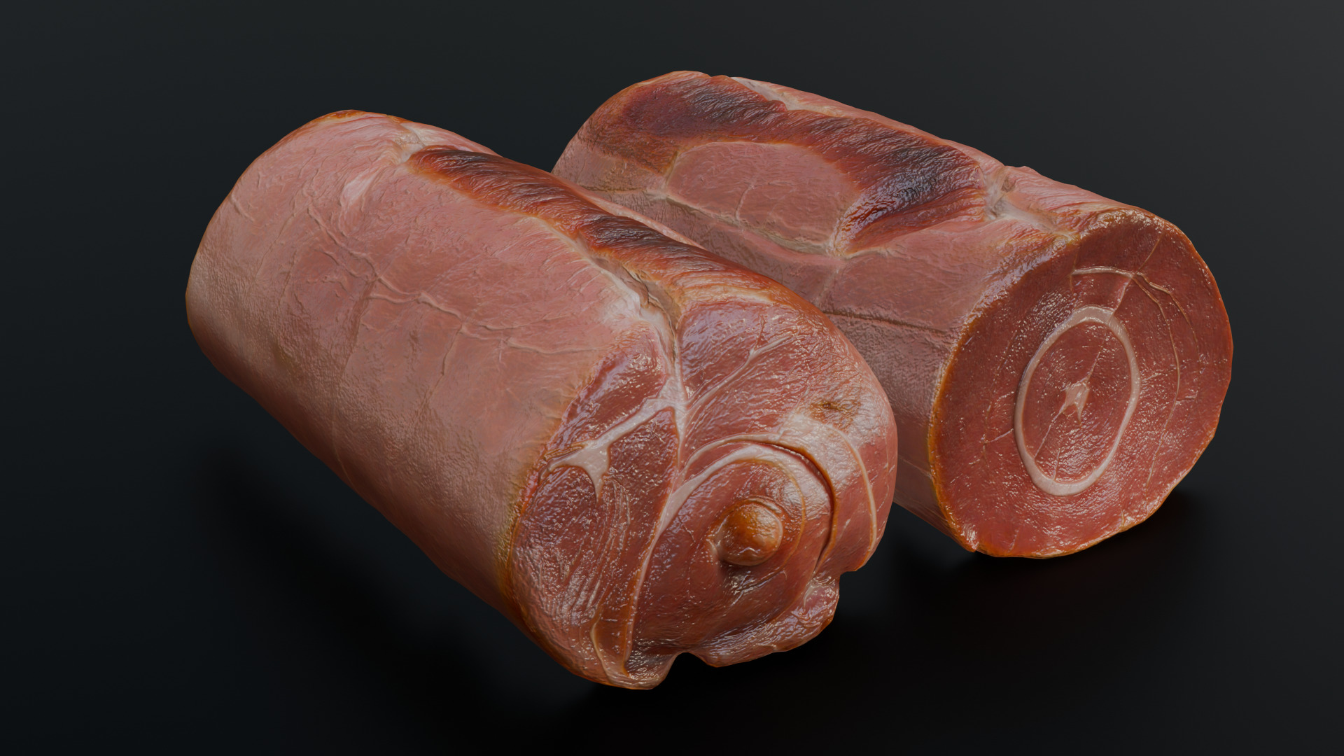 Smoked Ham Roll Meat Low-poly 3D model_23