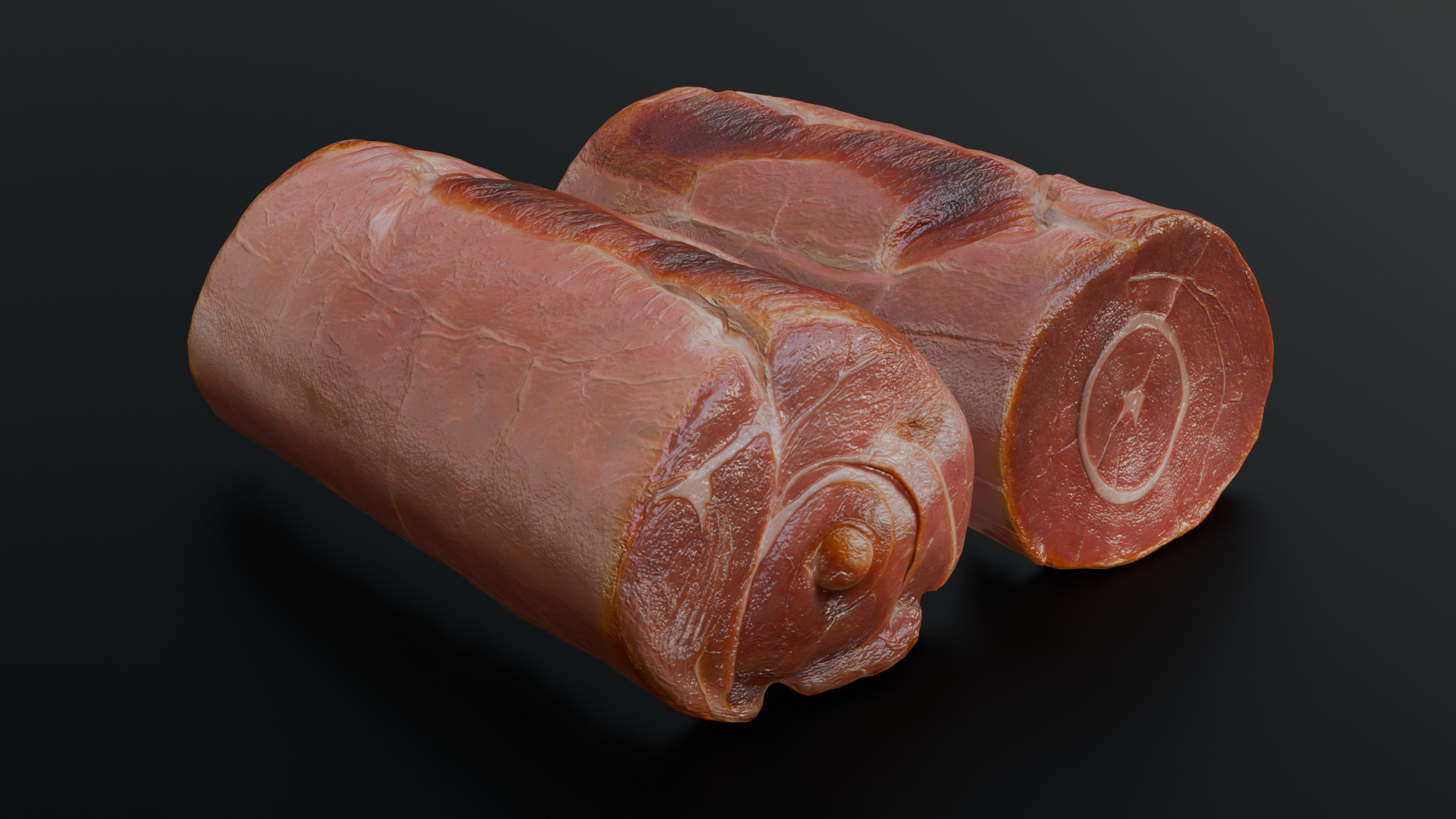 Smoked Ham Roll Meat Low-poly 3D model_28