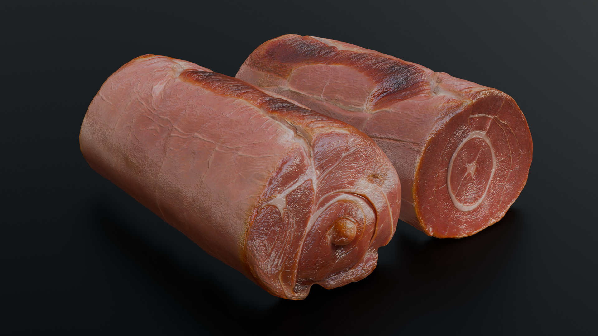 Smoked Ham Roll Meat Low-poly 3D model_27