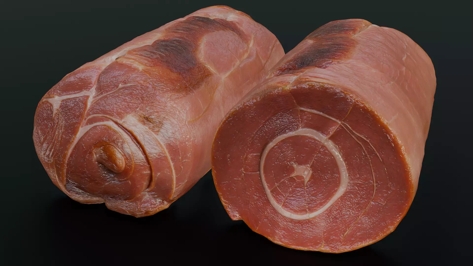 Smoked Ham Roll Meat Low-poly 3D model_0
