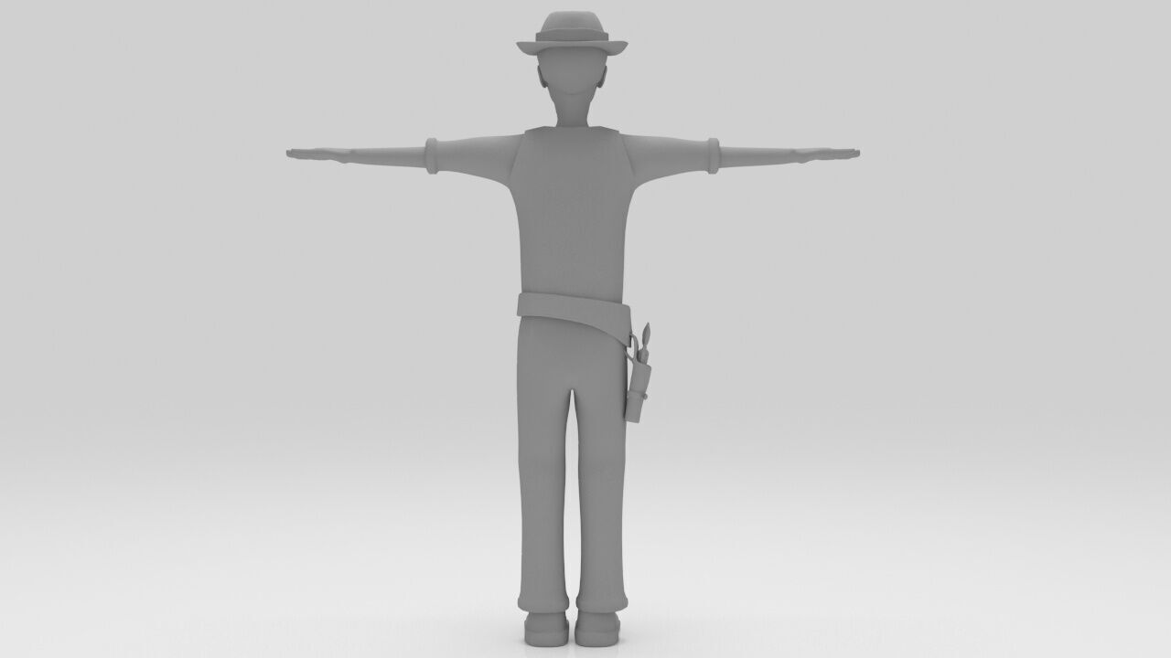 Sheriff  classic 1940 rigged character  lowpolys  Low-poly 3D model_7