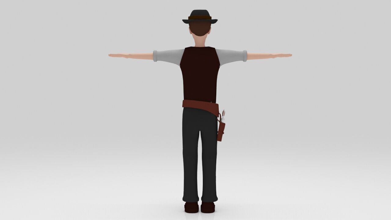 Sheriff  classic 1940 rigged character  lowpolys  Low-poly 3D model_3