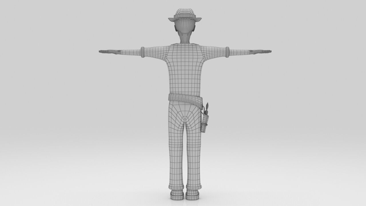 Sheriff  classic 1940 rigged character  lowpolys  Low-poly 3D model_11
