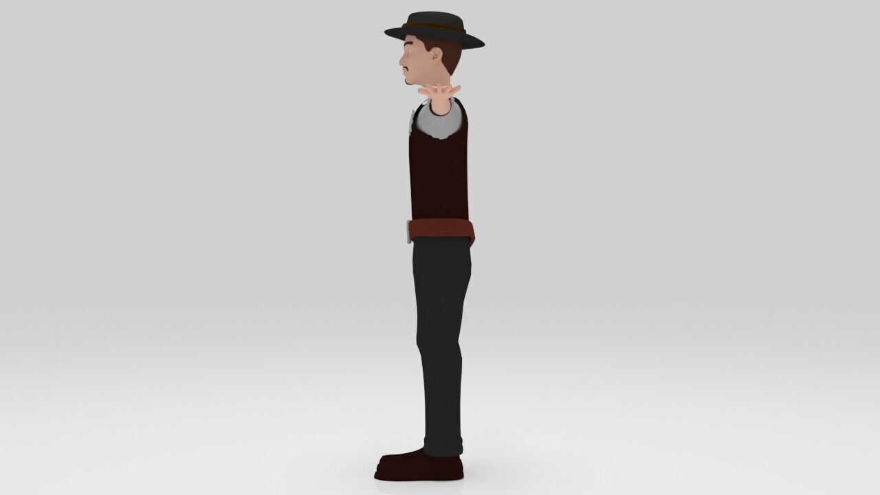 Sheriff  classic 1940 rigged character  lowpolys  Low-poly 3D model_4