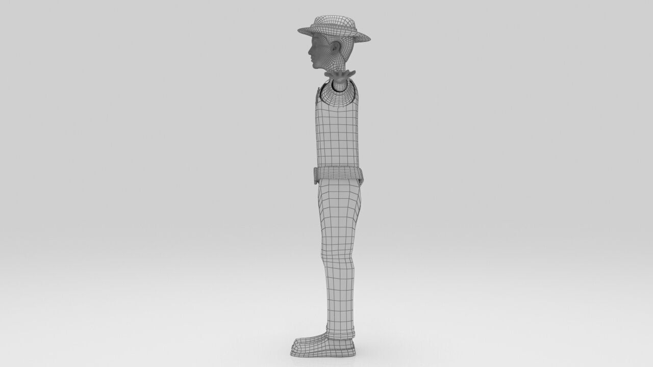 Sheriff  classic 1940 rigged character  lowpolys  Low-poly 3D model_12