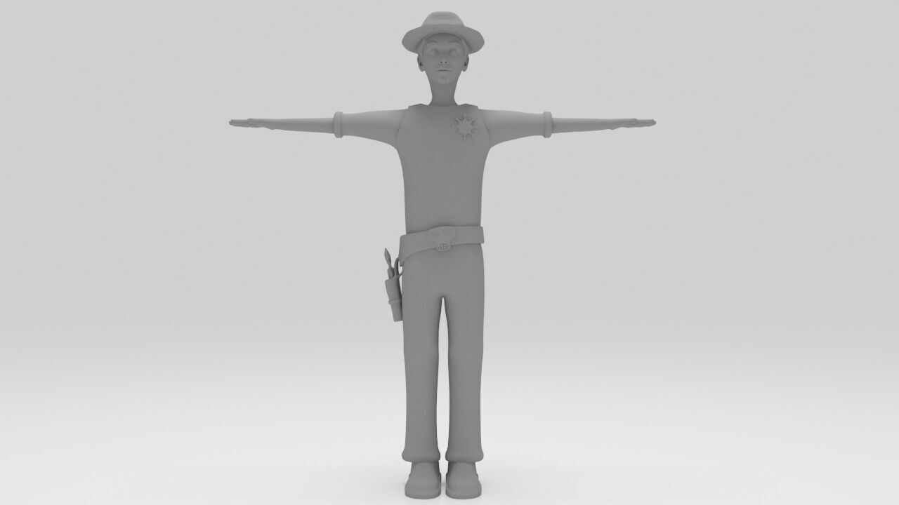 Sheriff  classic 1940 rigged character  lowpolys  Low-poly 3D model_5