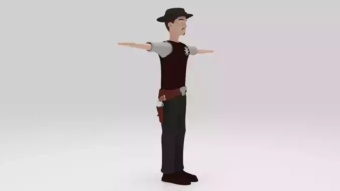 Sheriff  classic 1940 rigged character  lowpolys  Low-poly 3D model