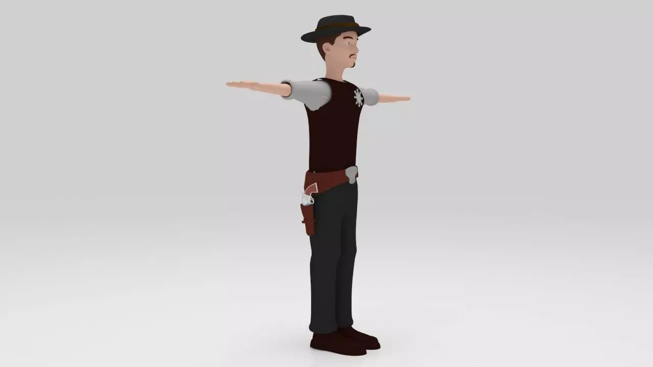 Sheriff  classic 1940 rigged character  lowpolys  Low-poly 3D model_0