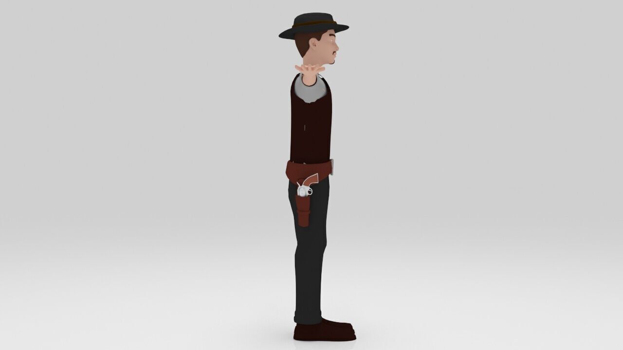 Sheriff  classic 1940 rigged character  lowpolys  Low-poly 3D model_2