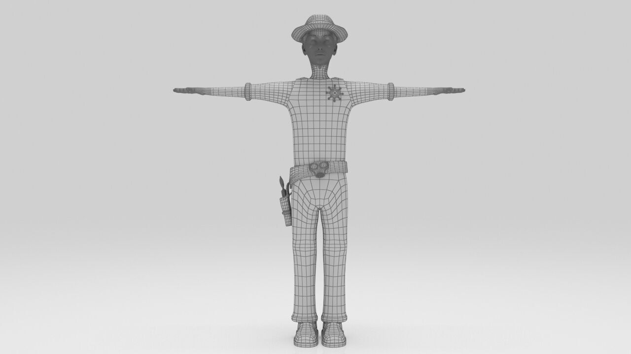 Sheriff  classic 1940 rigged character  lowpolys  Low-poly 3D model_9