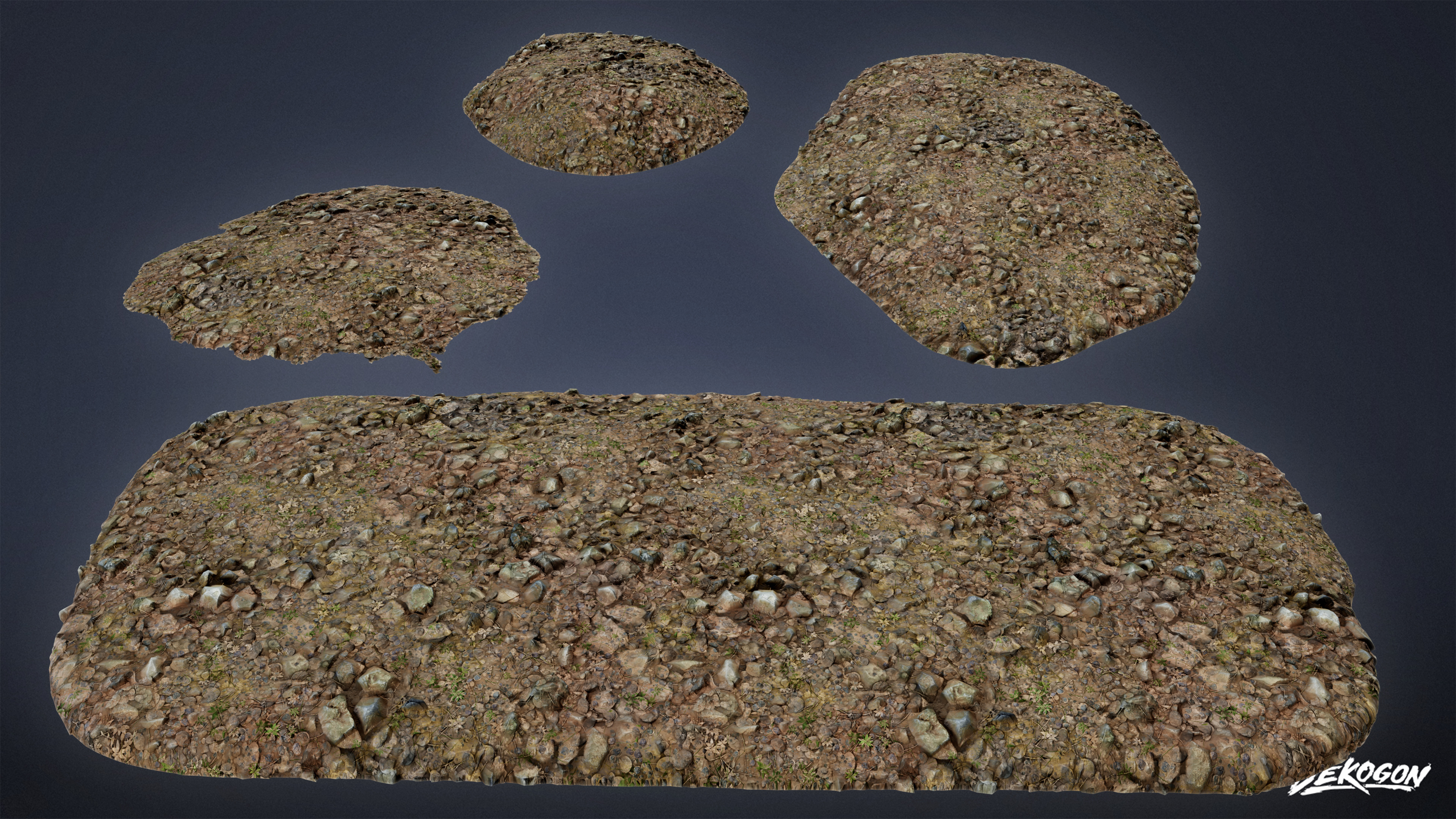 FOLIAGE - Rock Ground Mound 01 - LOW POLY Low-poly 3D model_2