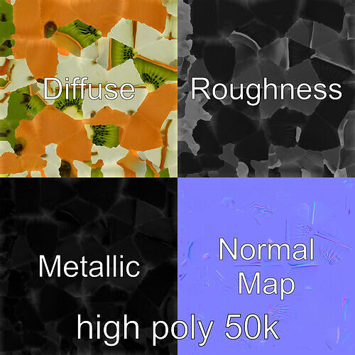 Kiwi Fruit High-Detail 3D Model Pack Low-poly 3D model 2