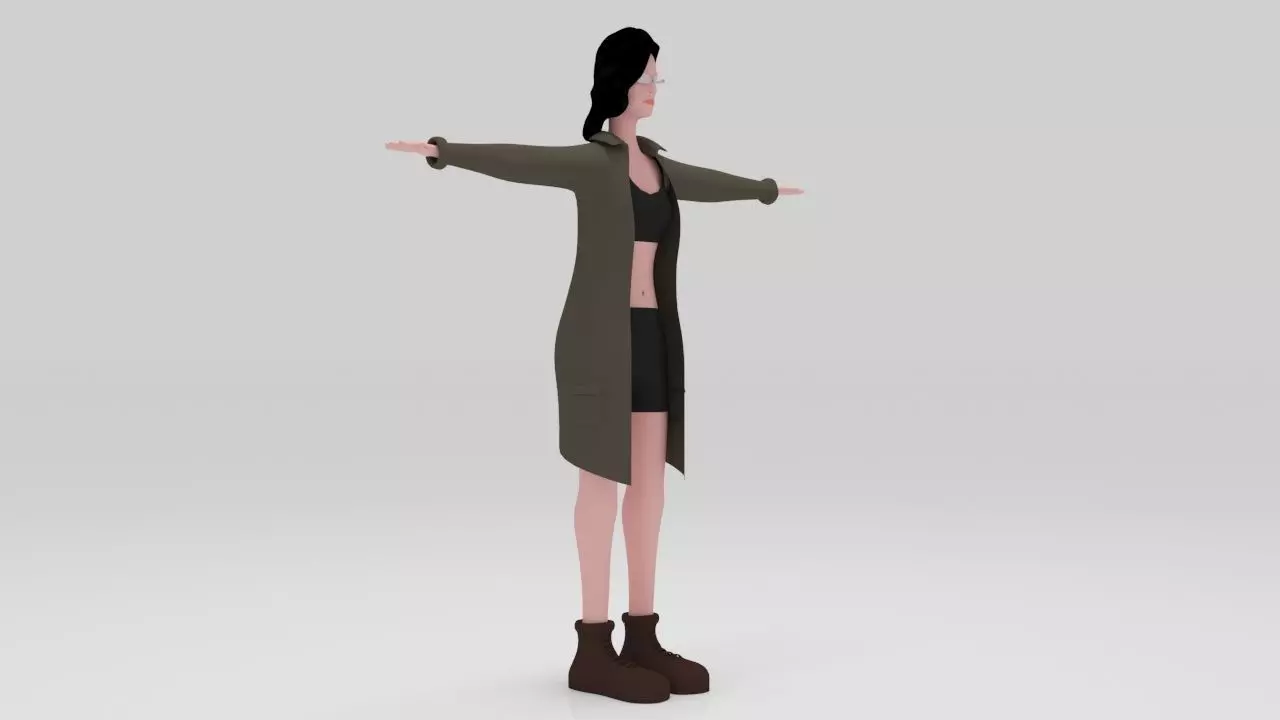 Character Rana rigged  lowpolys  Low-poly 3D model_0