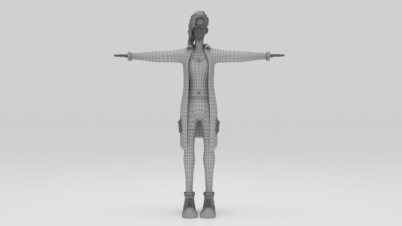 Character Rana rigged  lowpolys  Low-poly 3D model_9