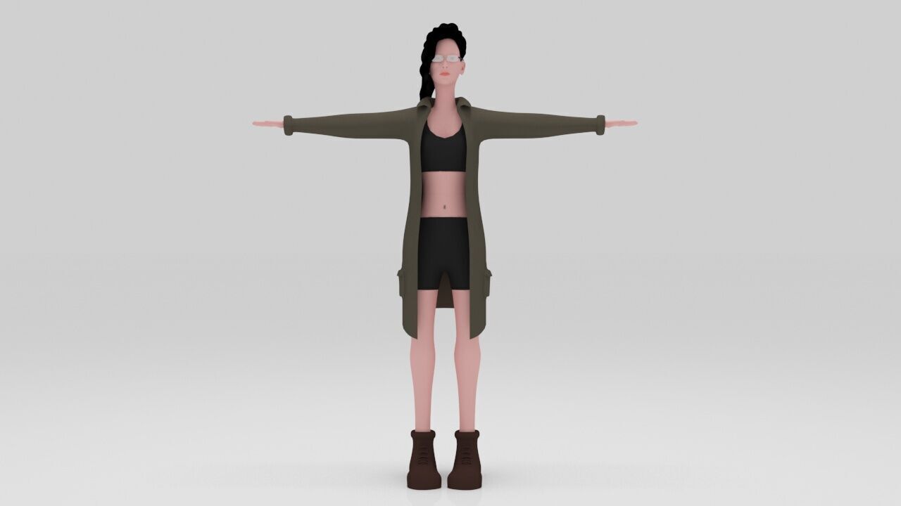 Character Rana rigged  lowpolys  Low-poly 3D model_1