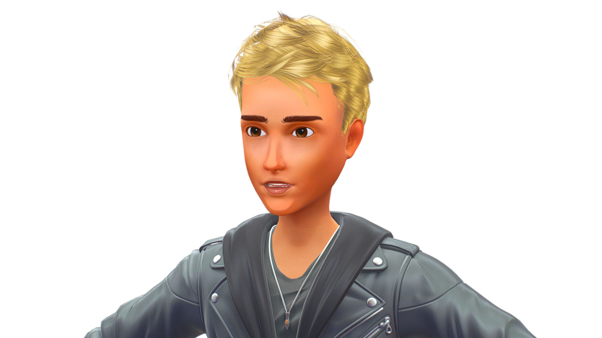 Man Rocker Rockstar Student Casual Male Leather Jacket 3D model_17