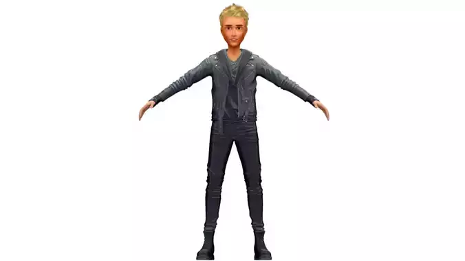 Man Rocker Rockstar Student Casual Male Leather Jacket