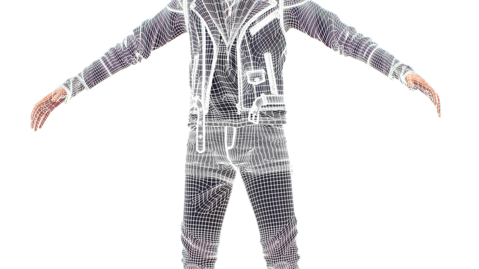 Man Rocker Rockstar Student Casual Male Leather Jacket 3D model_20