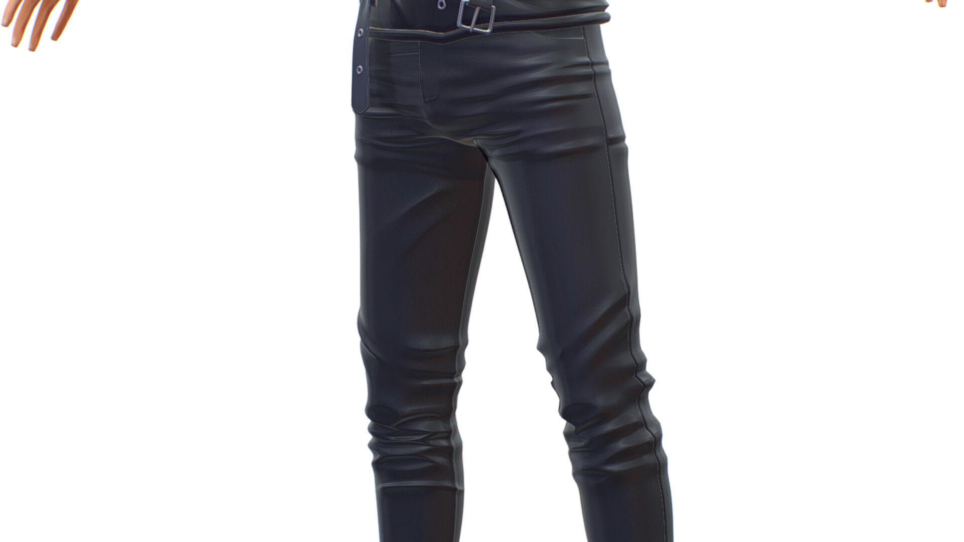 Man Rocker Rockstar Student Casual Male Leather Jacket 3D model_13