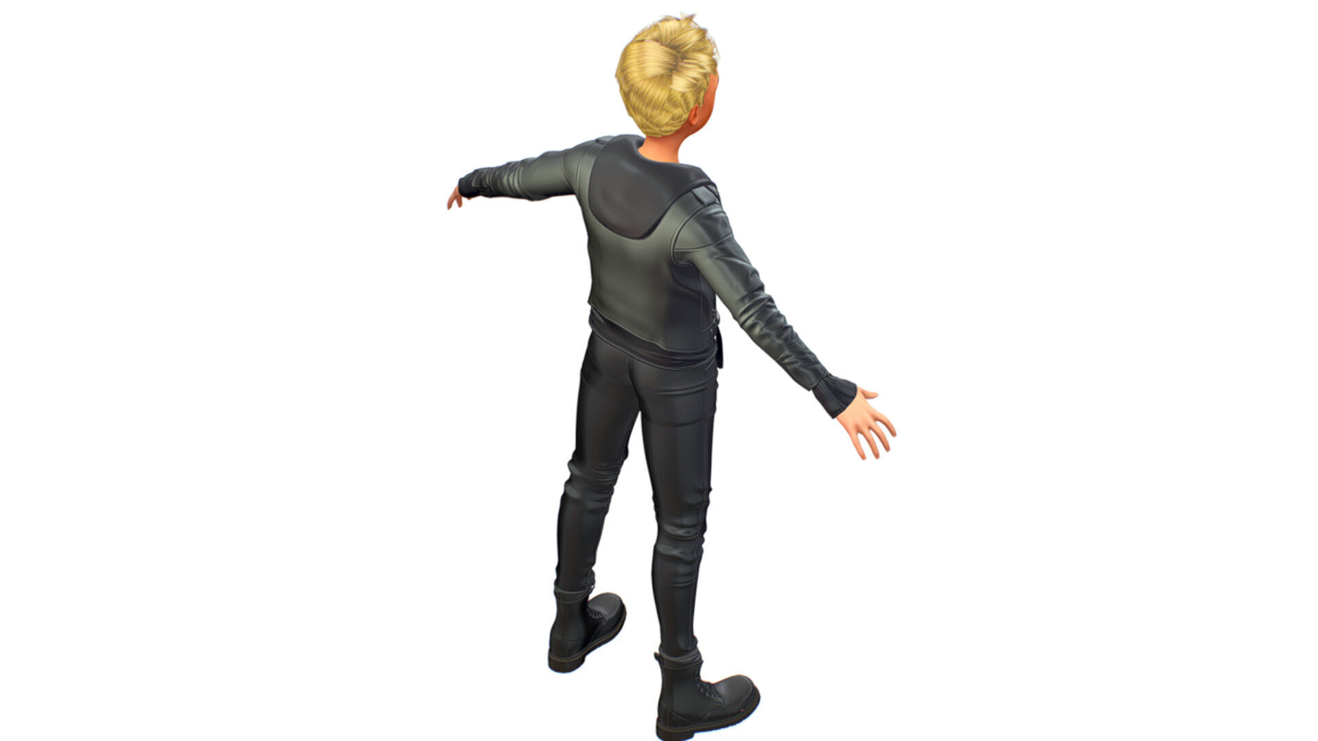 Man Rocker Rockstar Student Casual Male Leather Jacket 3D model_5