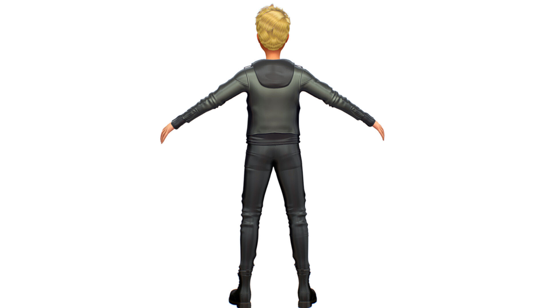 Man Rocker Rockstar Student Casual Male Leather Jacket 3D model_4