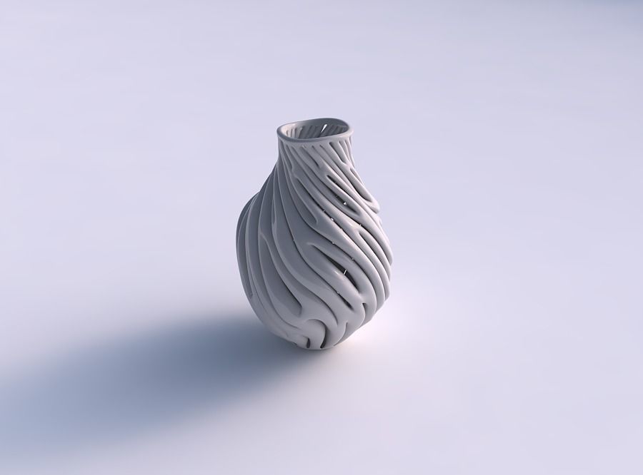 Vase curved with thick soft branches wavy top 3D print model_0
