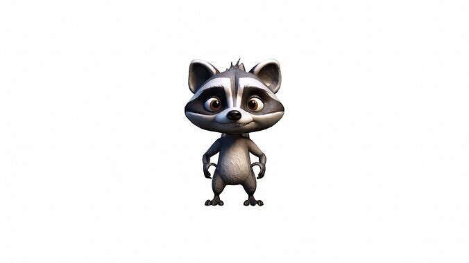 A Cartoon   Character Anthropomorphic Raccoon 3d Render 3D model