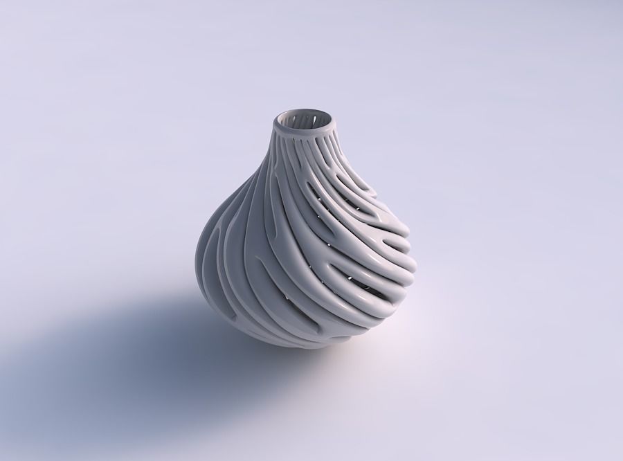Vase curved with thick soft branches twisted and squeezed 3D print model_0