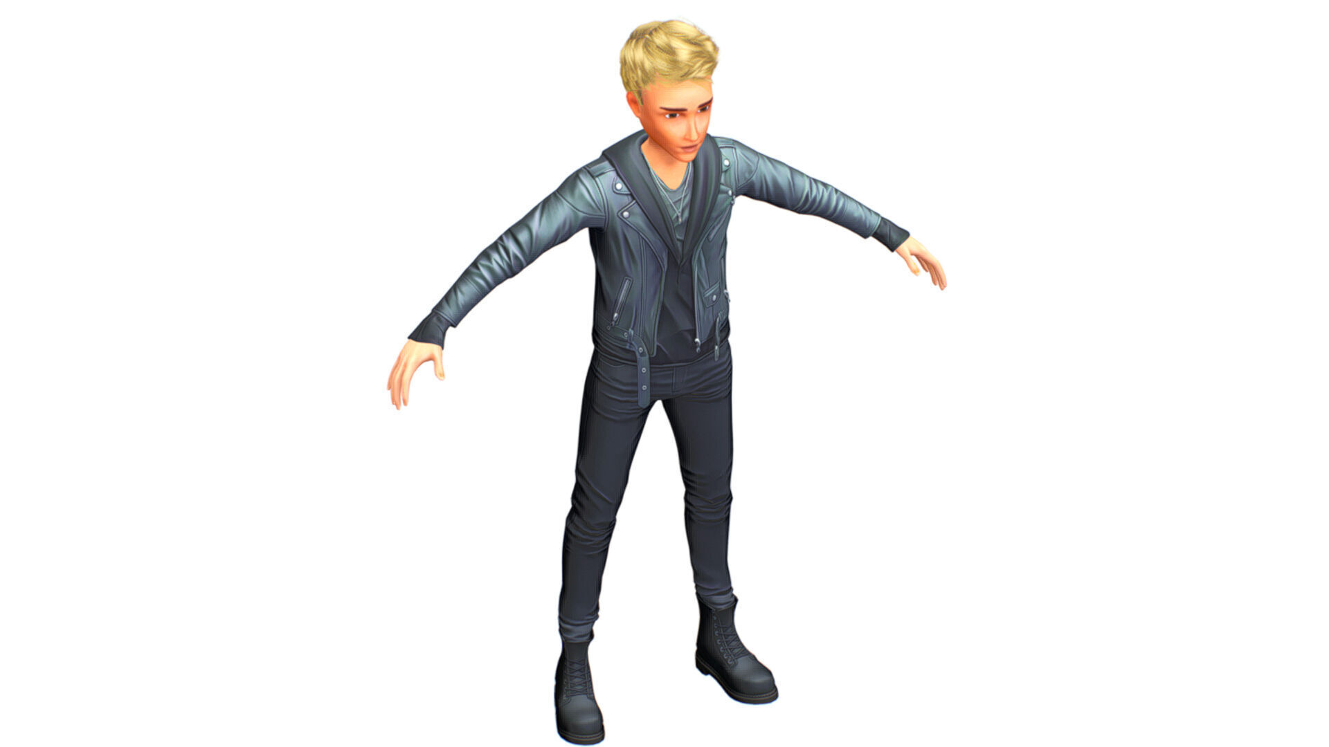 Man Rocker Rockstar Student Casual Male Leather Jacket Low-poly 3D model_5