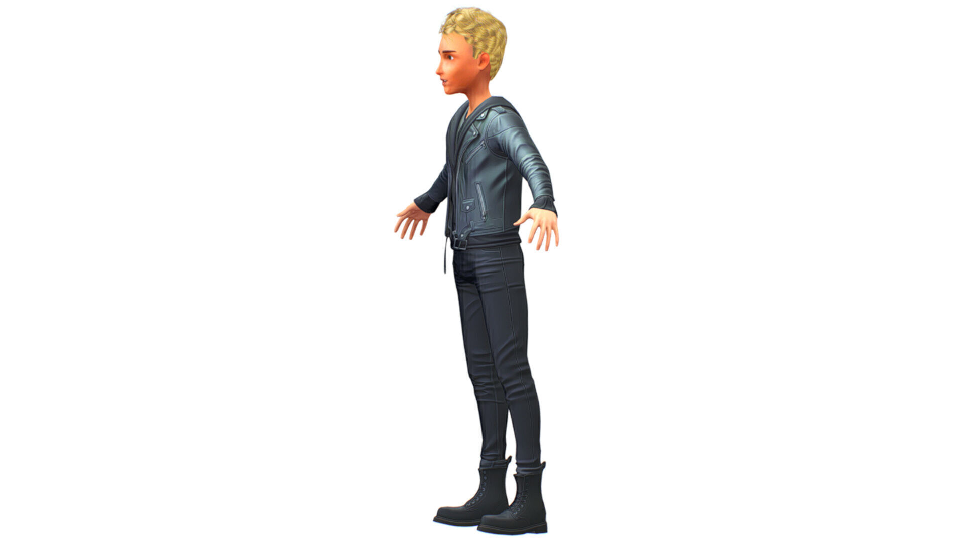 Man Rocker Rockstar Student Casual Male Leather Jacket Low-poly 3D model_2