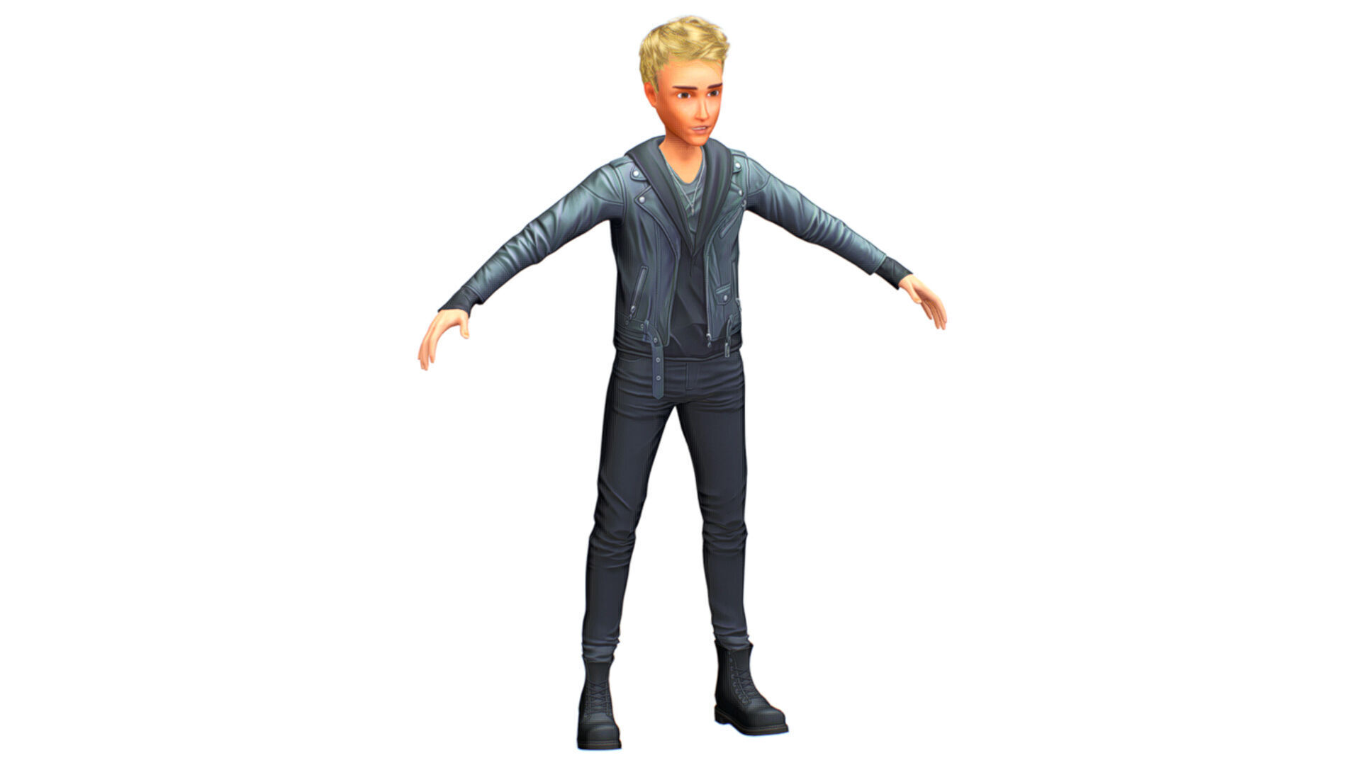 Man Rocker Rockstar Student Casual Male Leather Jacket Low-poly 3D model_6