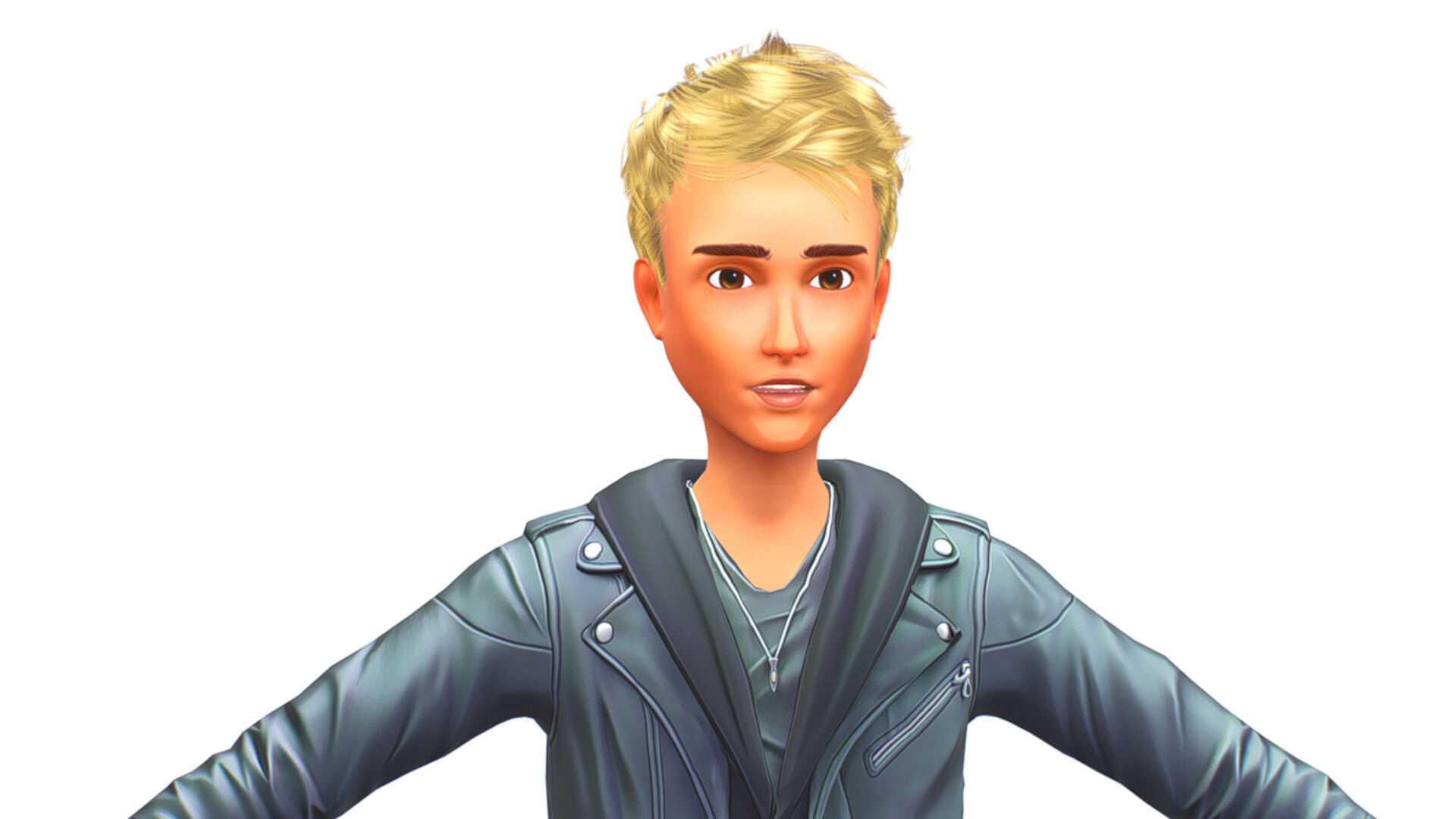 Man Rocker Rockstar Student Casual Male Leather Jacket Low-poly 3D model_7