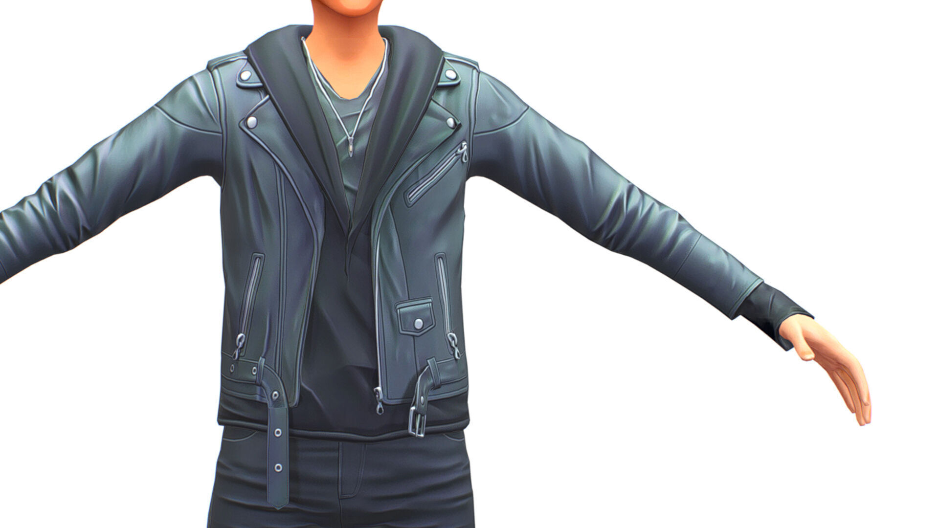 Man Rocker Rockstar Student Casual Male Leather Jacket Low-poly 3D model_9