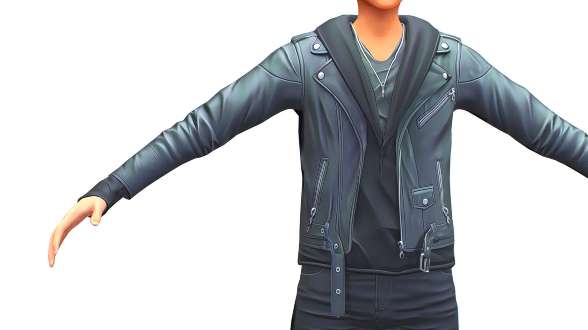 Man Rocker Rockstar Student Casual Male Leather Jacket Low-poly 3D model_8